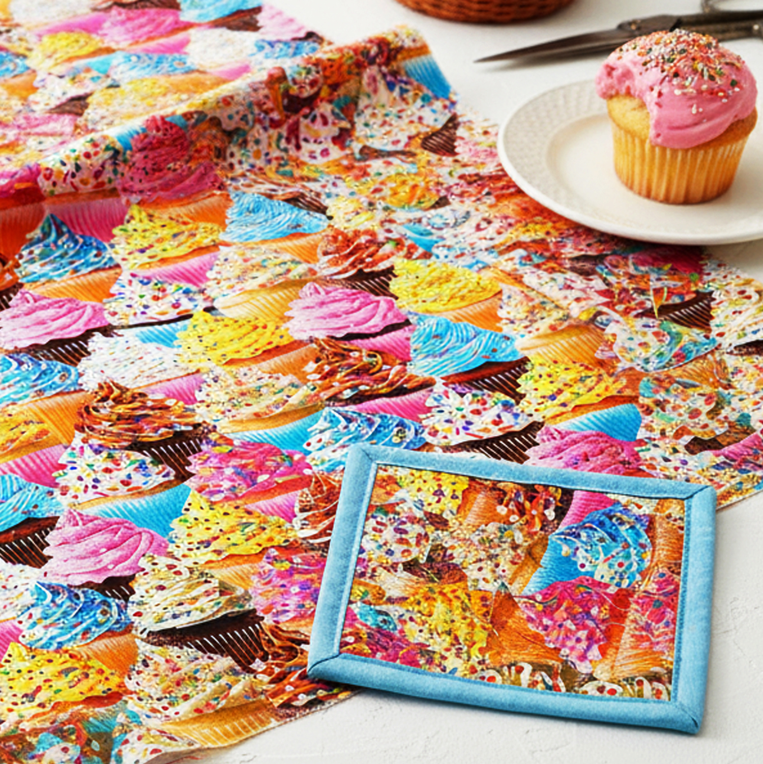 TIME3781-M Colorful cupcakes crowded together Timeless Treasures, USA Printed Fabric, 1m/unit (m)