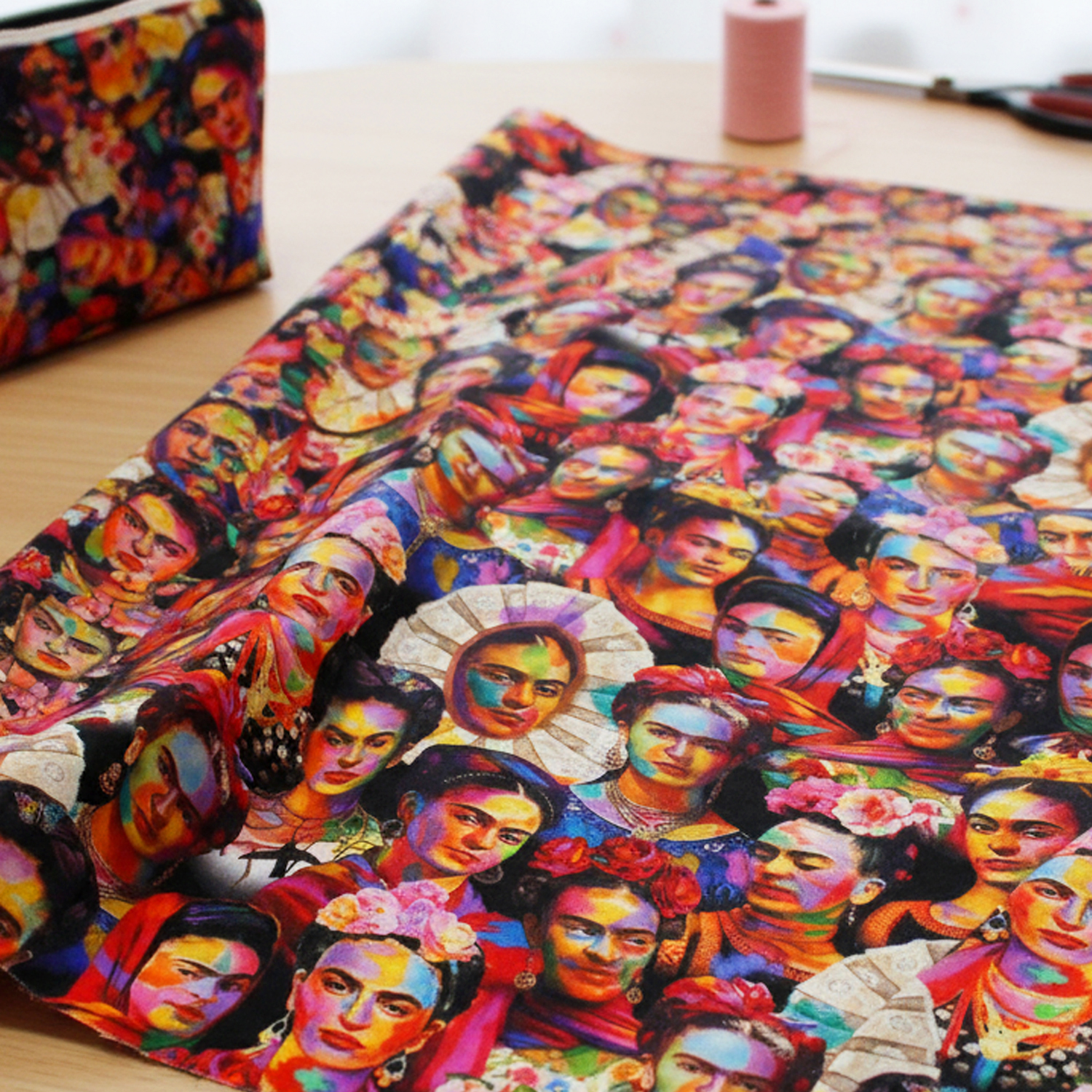 TIME3742-B Colorful paint Frida Kahlo pattern Timeless Treasures, USA Printed Fabric, 1m/unit (m)