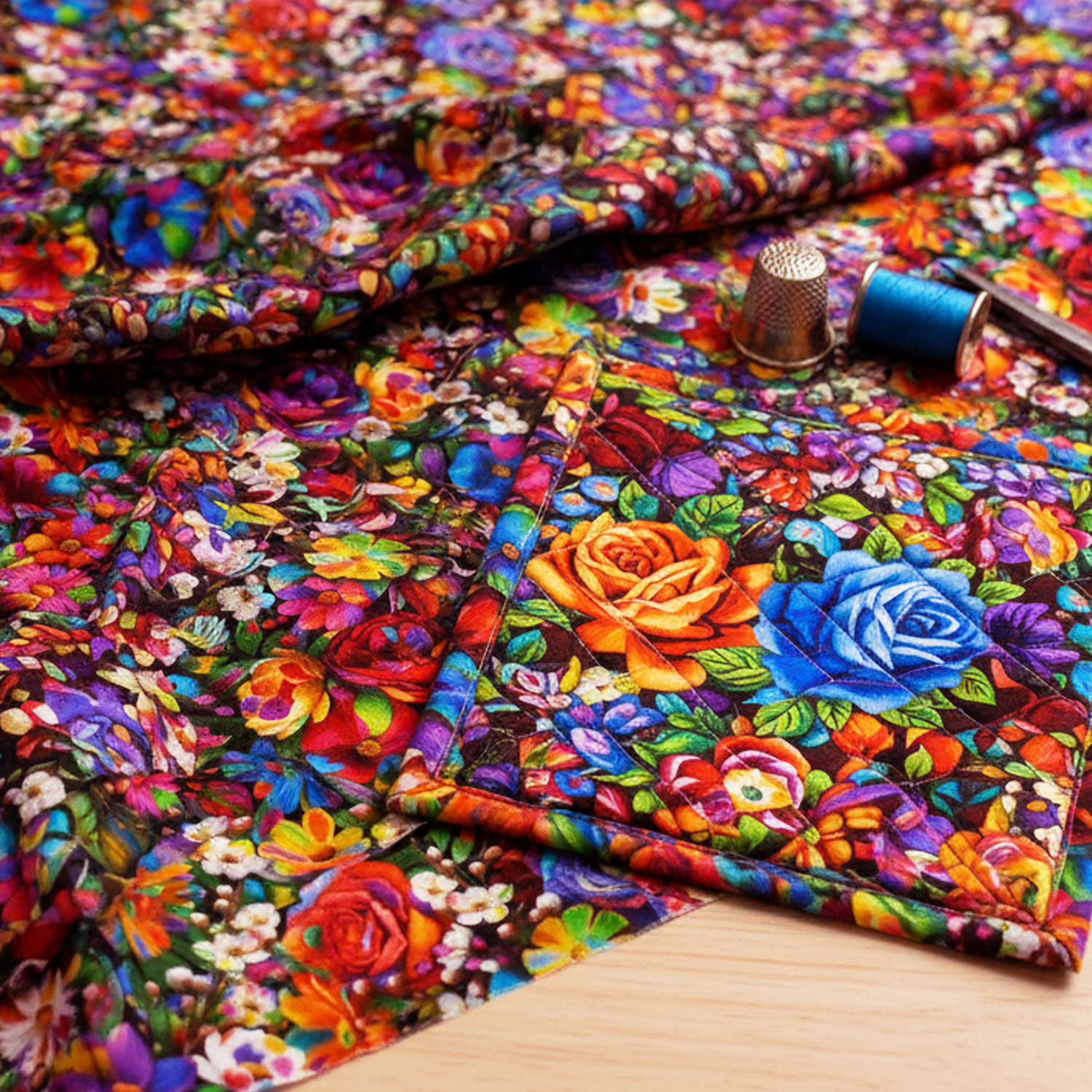 TIME3745-M Colorful rainbow floral pattern Timeless Treasures, USA Printed Fabric, 1m/unit (m)