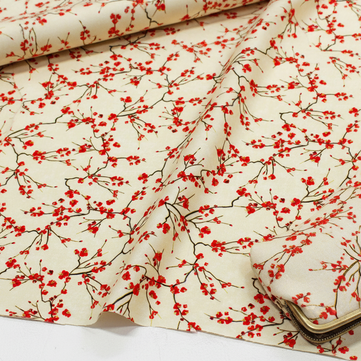 TIME3667-C Unbleached material Japanese-style plum pattern Timeless Treasures, USA Printed Fabric, 1m/unit (m)