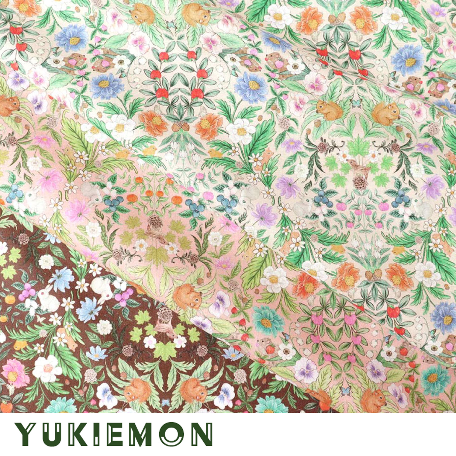 ■DP4435R-1 ユキエモン yukiemon フラワーガーデン 60ローン 22fabric 巾約110cm 原反約12m (巻)