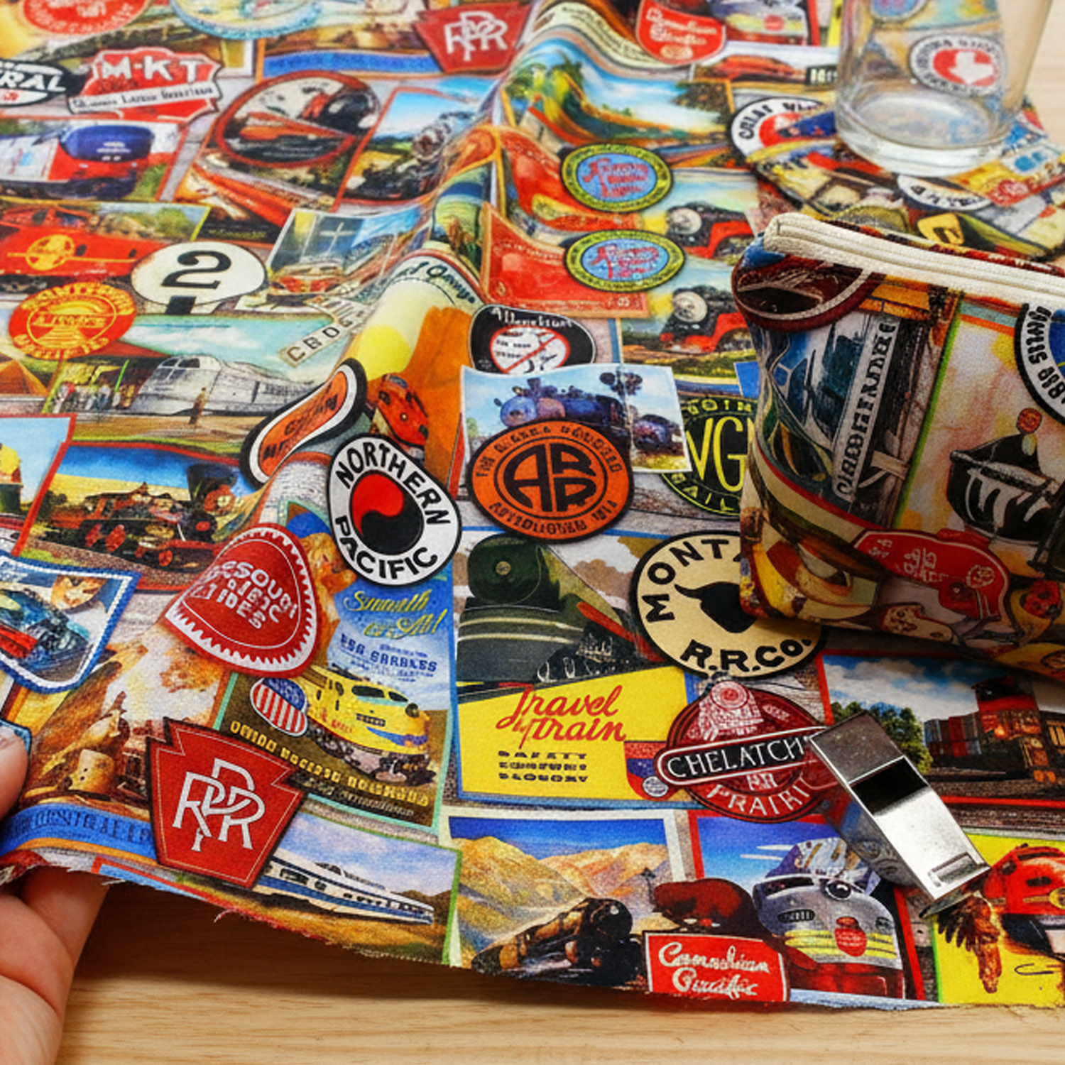 ROB19708-267 American train signboard pattern ROBERTKAUFMAN USA print Width approx. 110cm 1m unit (m)