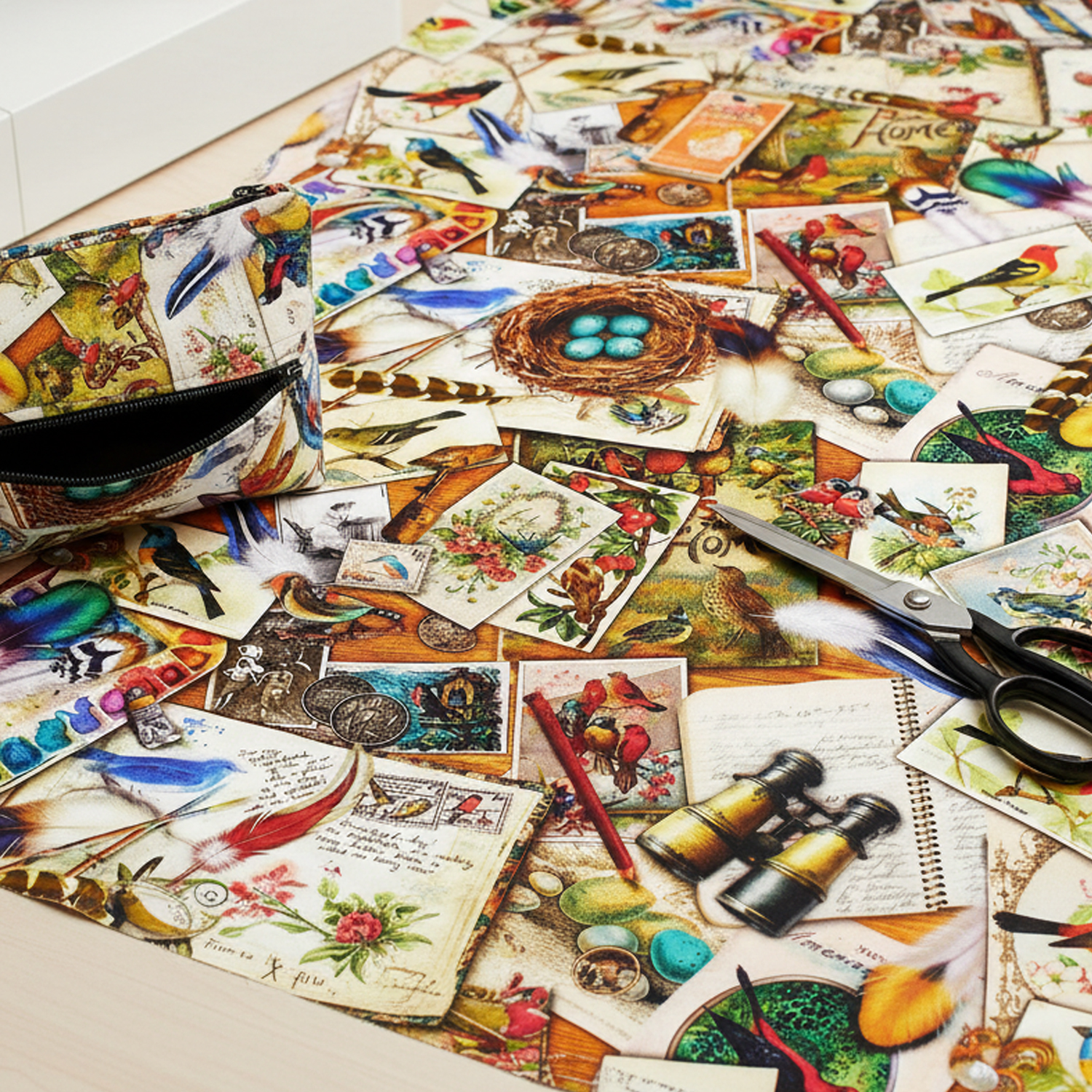 ROB20847-200 Antique bird encyclopedia ROBERTKAUFMAN USA print Width approx. 110cm 1m unit (m)