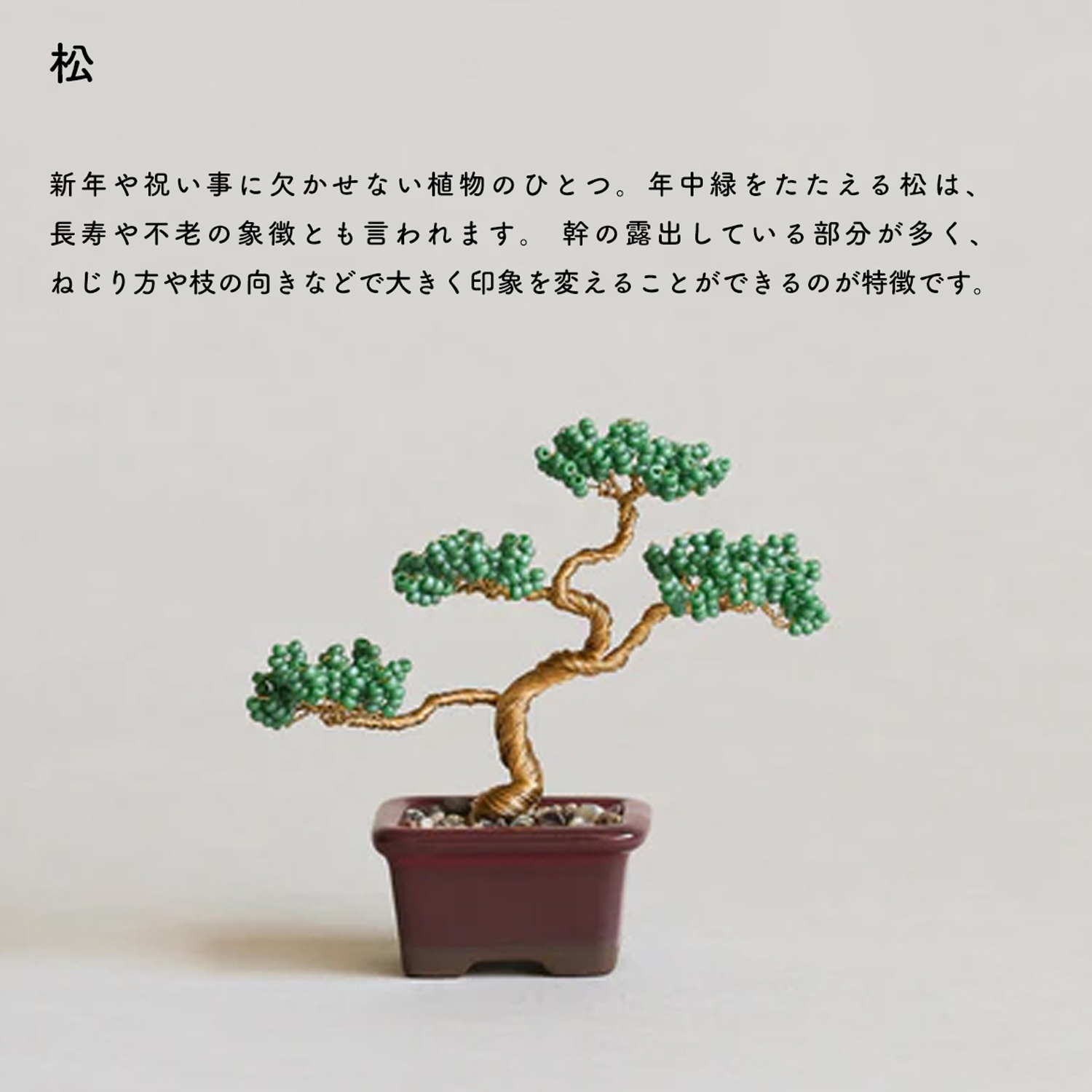 盆栽 ミニ 山久オリジナルビーズ盆栽キット 「五葉松」2種 松