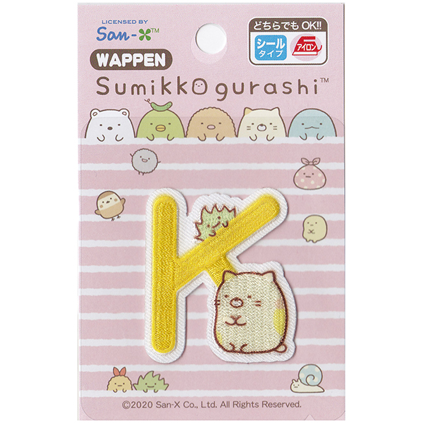 PSU500-PSU121 Sumikko Gurashi  Aiphabet Patch「K」  (sheet)