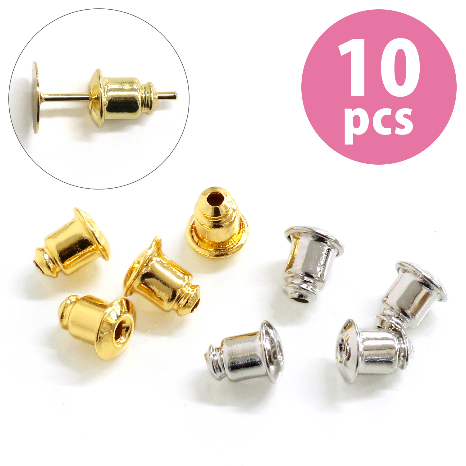 KE1521  Earring Stoppers", Bell type", W5×H5mm 10pcs (pack)