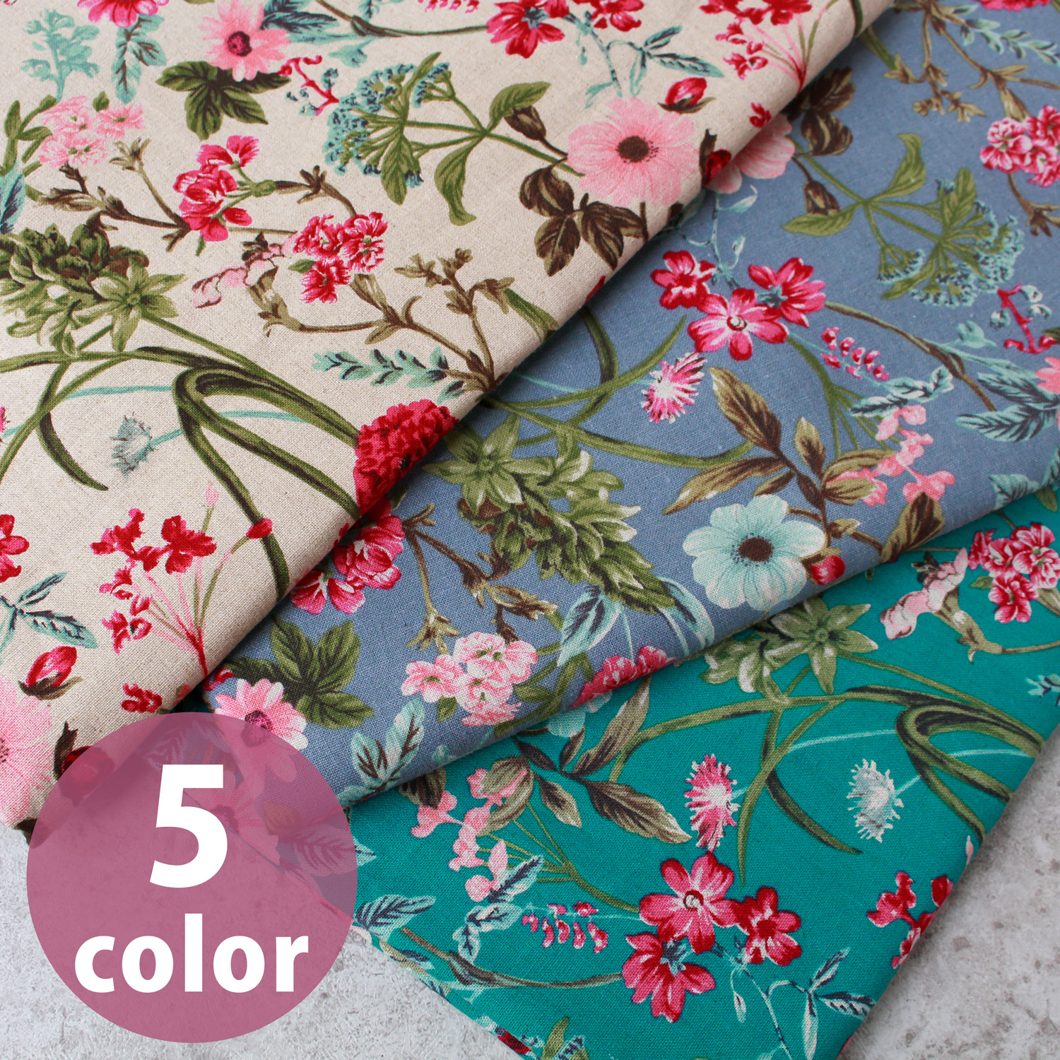 【7/31までSALE】Z005923 Pretty Plants Collection 広幅綿麻キャンバス ～パレンゲの花～　巾約140cm　m単位（m）