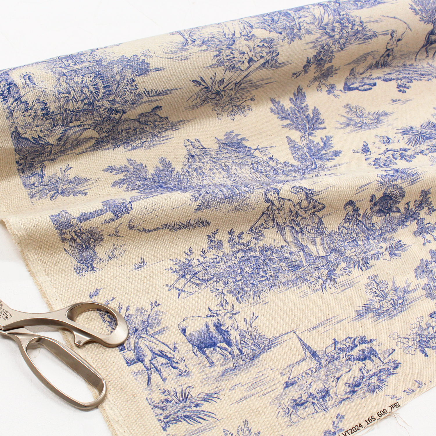 AS24673-59-50CM Toile de Jouy-トワルドジュイ 綿麻プリント 巾約140cm 50cm単位 （枚）