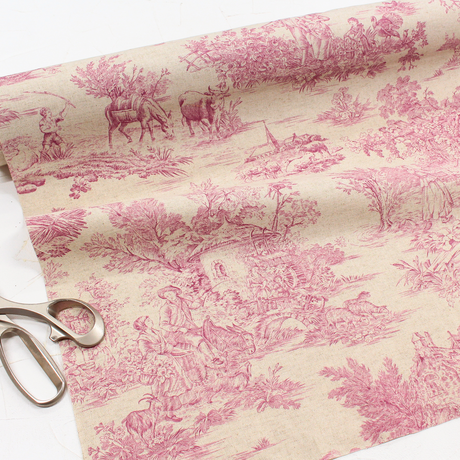 AS24673-69-50CM Toile de Jouy-トワルドジュイ 綿麻プリント 巾約140cm 50cm単位 （枚）