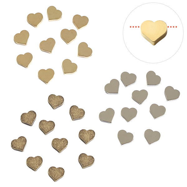 KE869～871　Metal charm, heart shape large, 7x6mm, 10pcs (bag)　