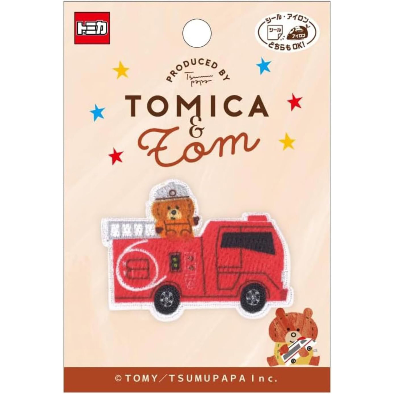 TOM550-TOM61 パイオニア ワッペン トミカ＆トム 消防車 1枚入 シール・アイロン両用タイプ （枚）