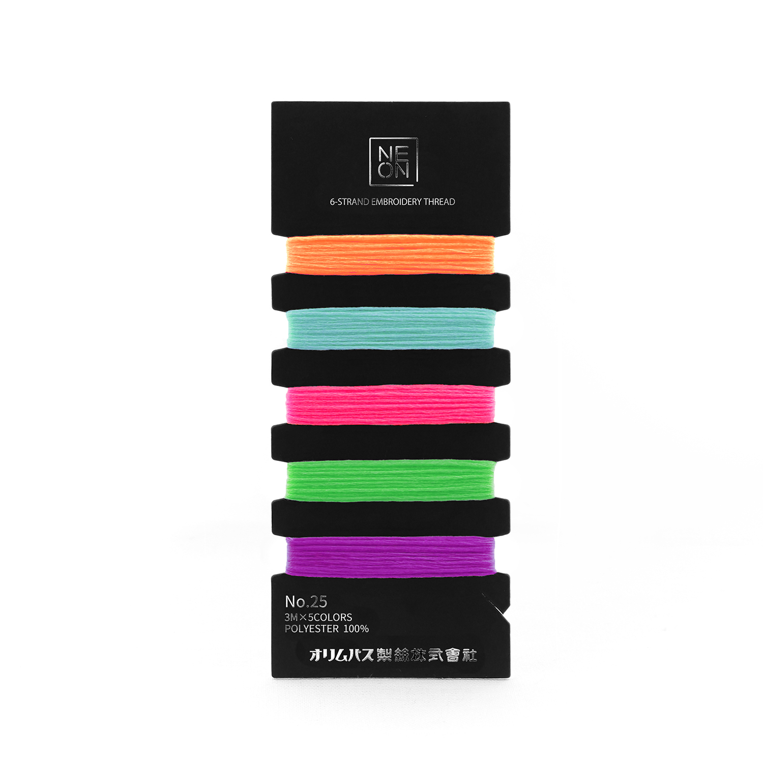 OLY-NE-C2 Olimpass Thread Set NEON No. 25 Embroidery Thread Set 3m x 5 Colors COL. POP (pcs)