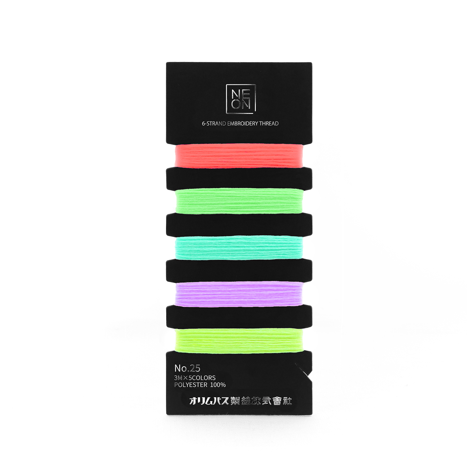OLY-NE-C3 Olim Pass Thread Set NEON No. 25 Embroidery Thread Set 3m x 5 Colors COL. PASTEL (pcs)
