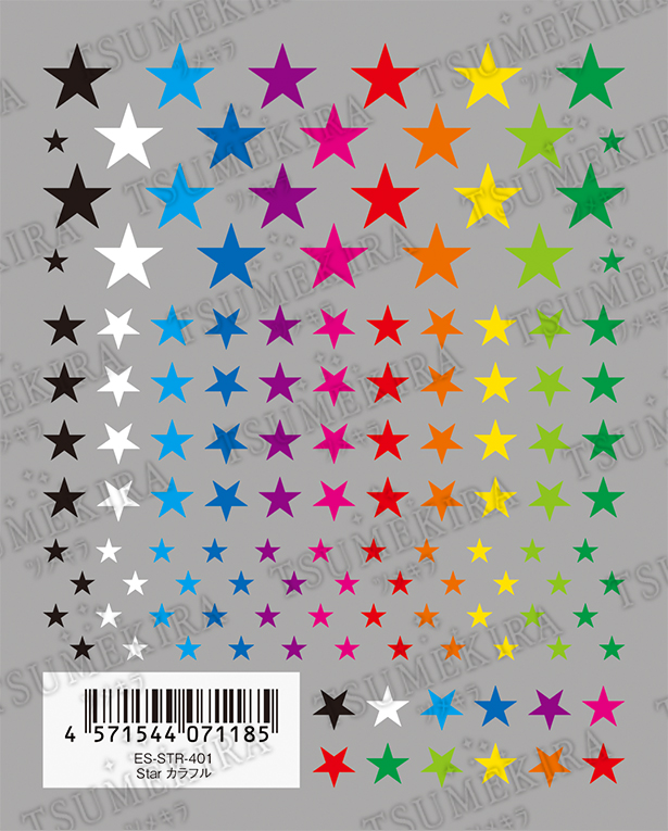 [Order upon demand, not returnable]ES-STR-401 TSUMEKIRA　[TUMEKIRA]Nail Stickers【es】 Star カラフル  (Sheet)