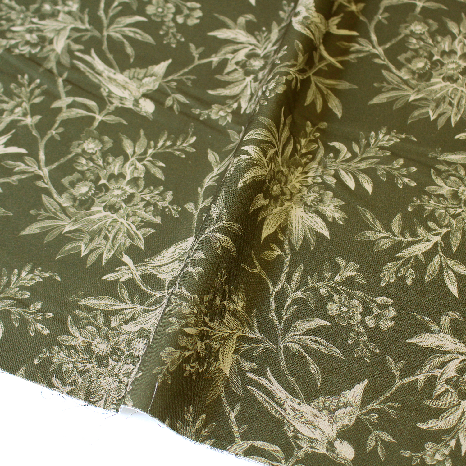 MAR520918-O Green Tree Only and Bird OLIVE TimeLess Treasures Time Rest Leisure USA Printed Fabric 1m/unit（m）