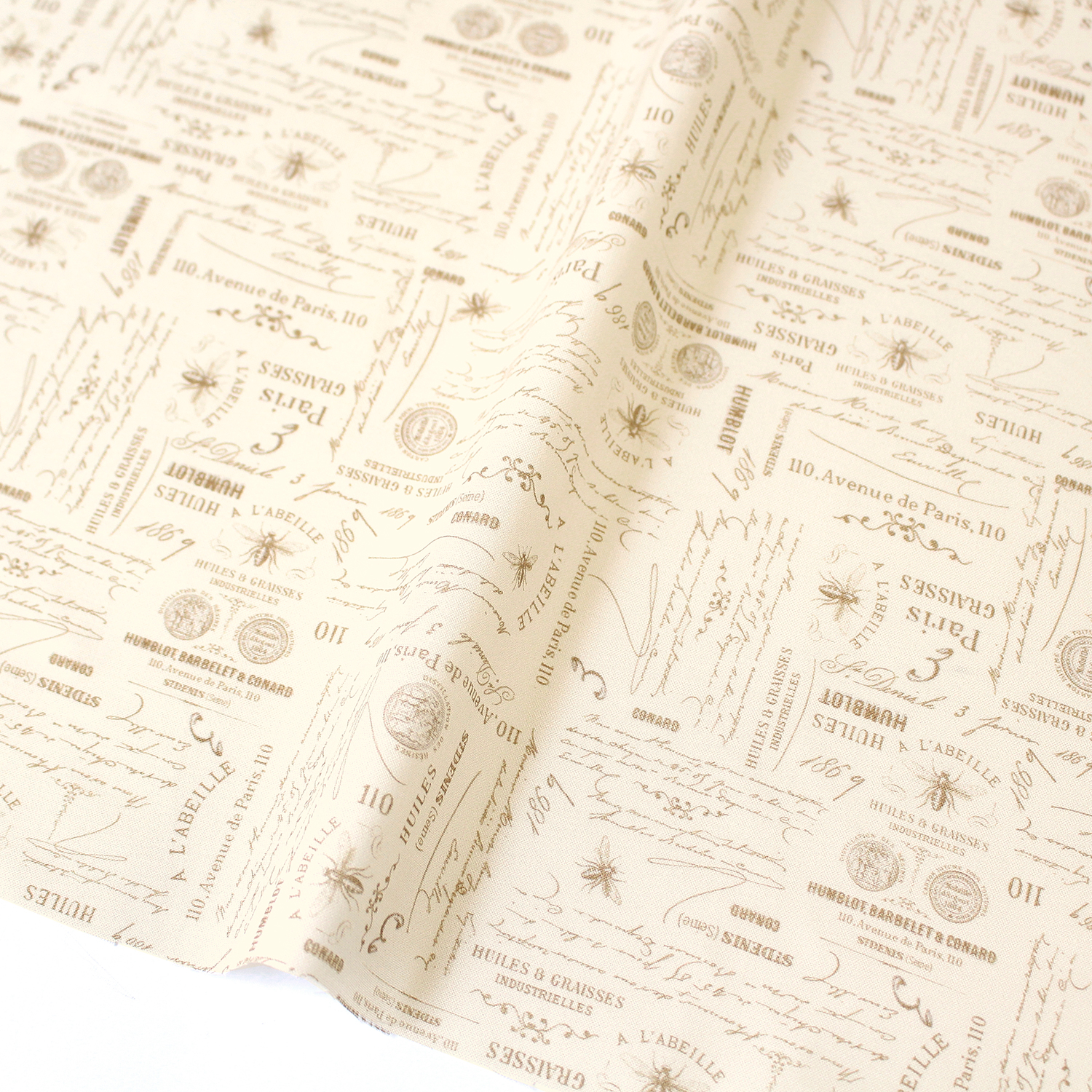 MAR521297-C English letters on beige fabric TimeLess Treasures USA print fabric 1m unit (m)