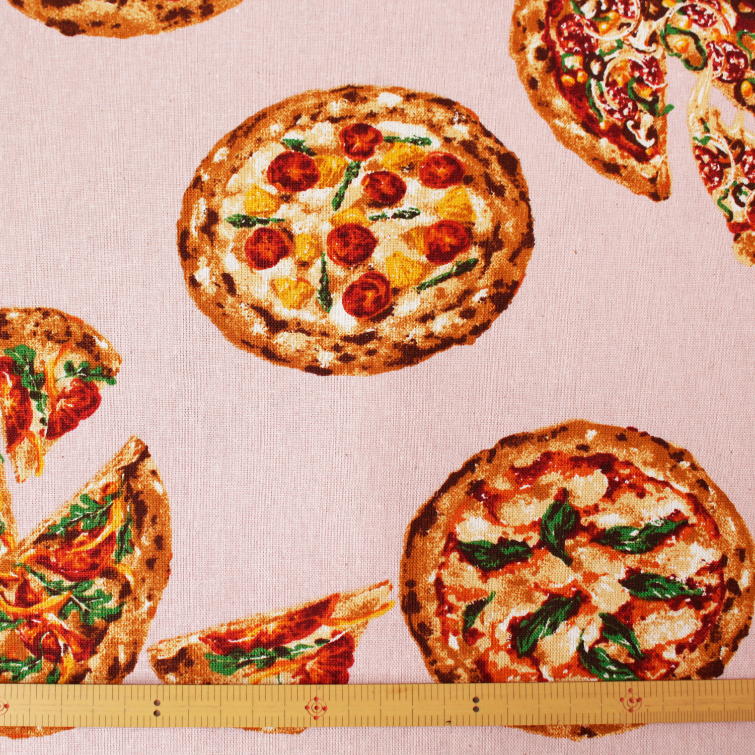 [Only on Online Shop]■7081-2B Cotton&linen fabric pizza pink width 110cm （roll）