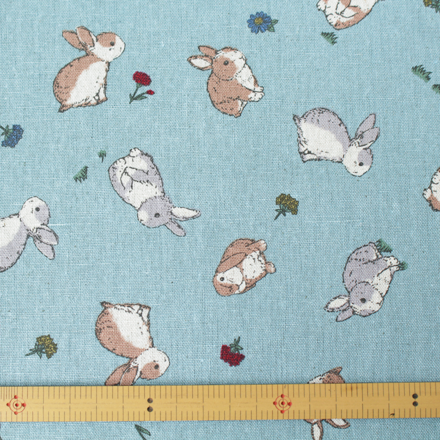 [Only on Online Shop]■7086-2C Cotton&linen Fabric rabbit blue width 110cm （roll）