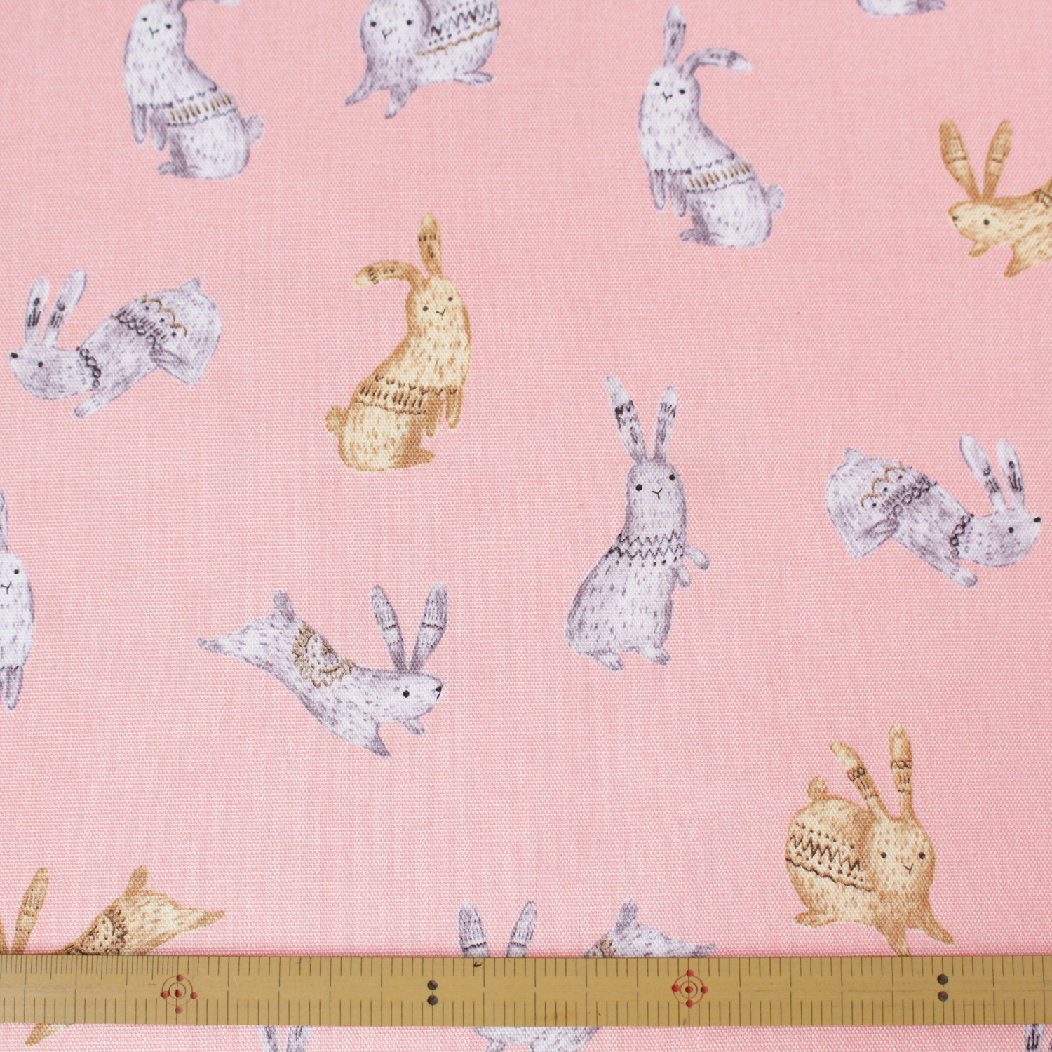 [Only on Online Shop]■7096-2B Cotton OX Fabric rabbit pink width 110cm （roll）