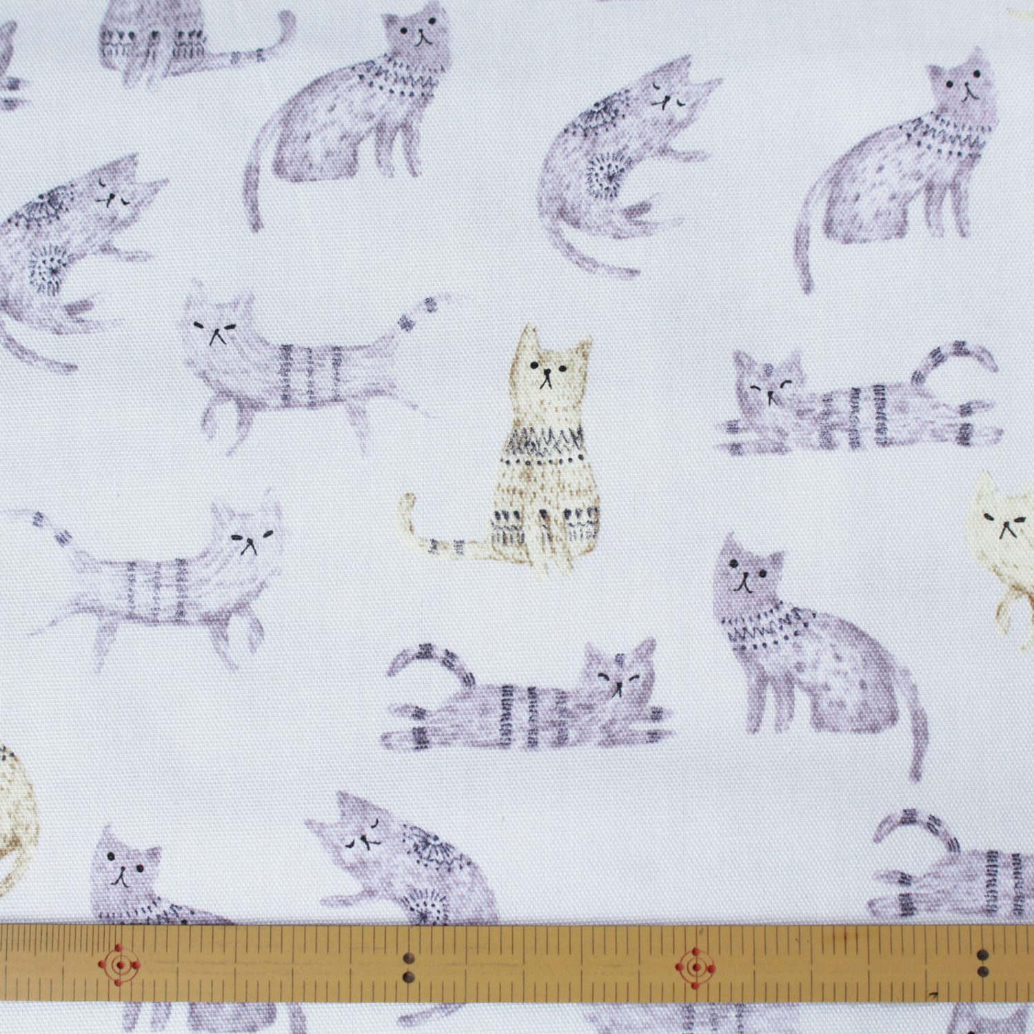 [Only on Online Shop]■7096-1E Cotton OX Fabric cat gray width 110cm （roll）