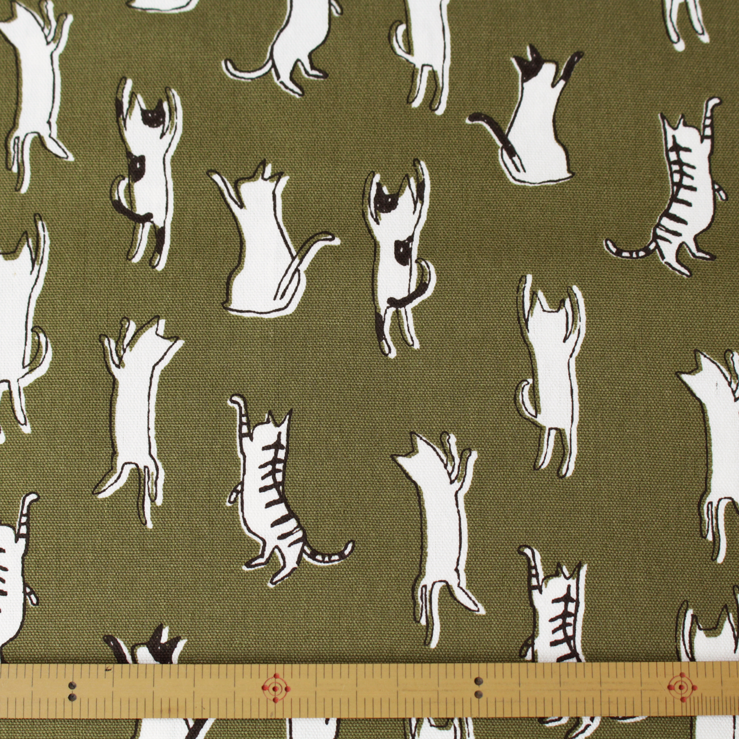 [Only on Online Shop]■7098-2E Cotton OX Fabric cat green width 110cm （roll）