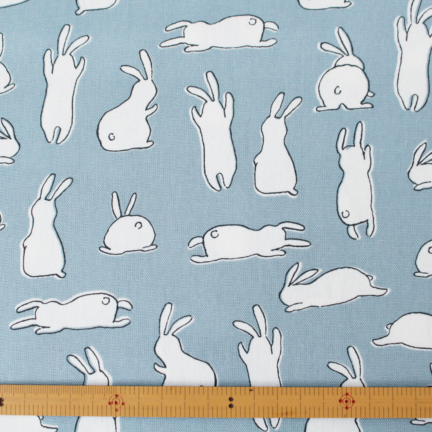[Only on Online Shop]■7098-3C　Cotton OX Fabric rabbit blue width 110cm （roll）