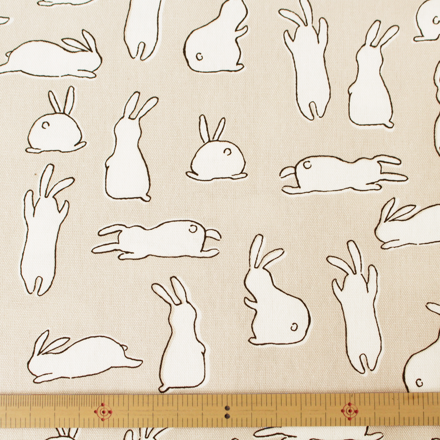 [Only on Online Shop]■7098-3A　Cotton OX Fabric rabbit light beige width 110cm （roll）