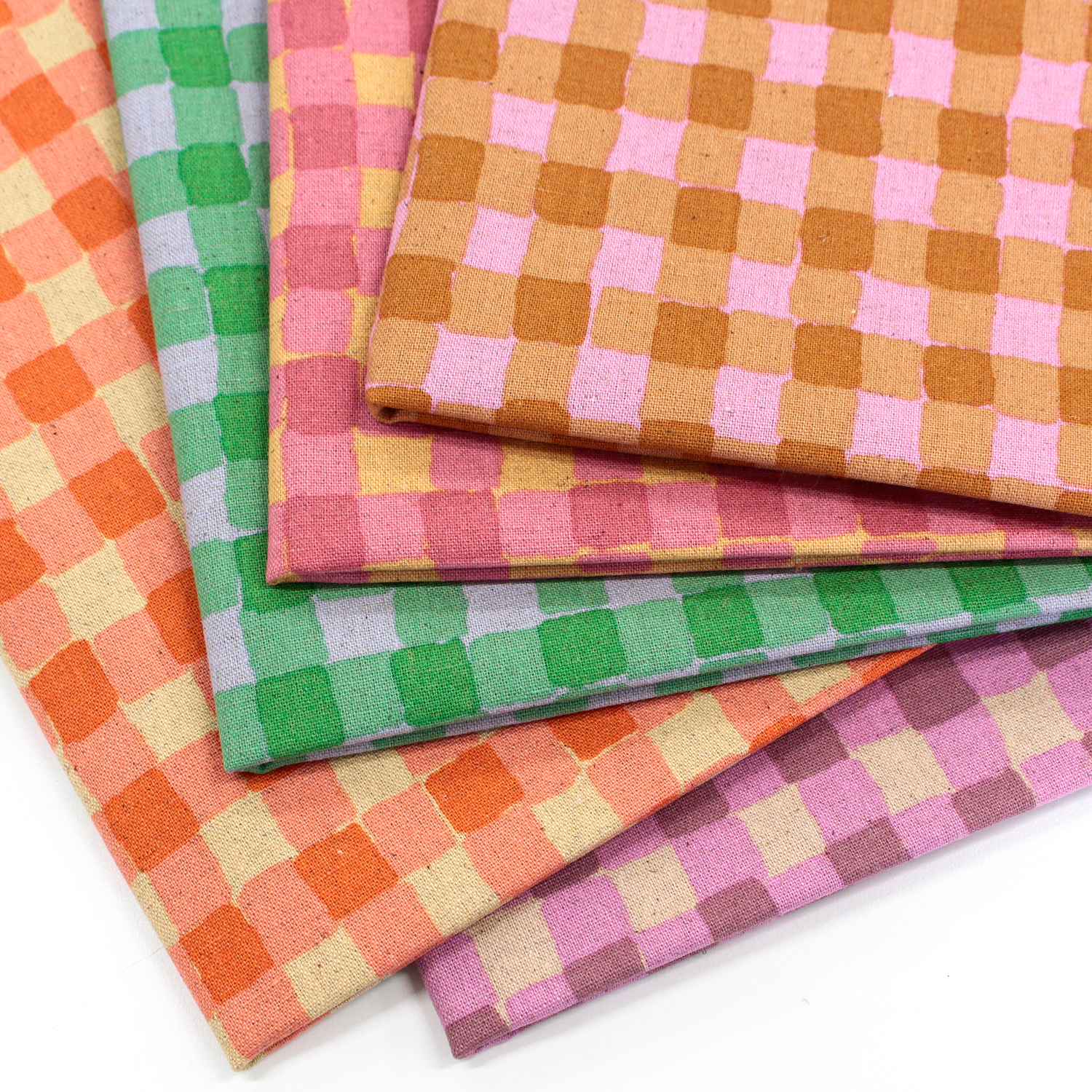 B88160-2 綿麻キャンバス チェック柄 カラフルサンドウィッチ 巾約112cm m単位 (m)