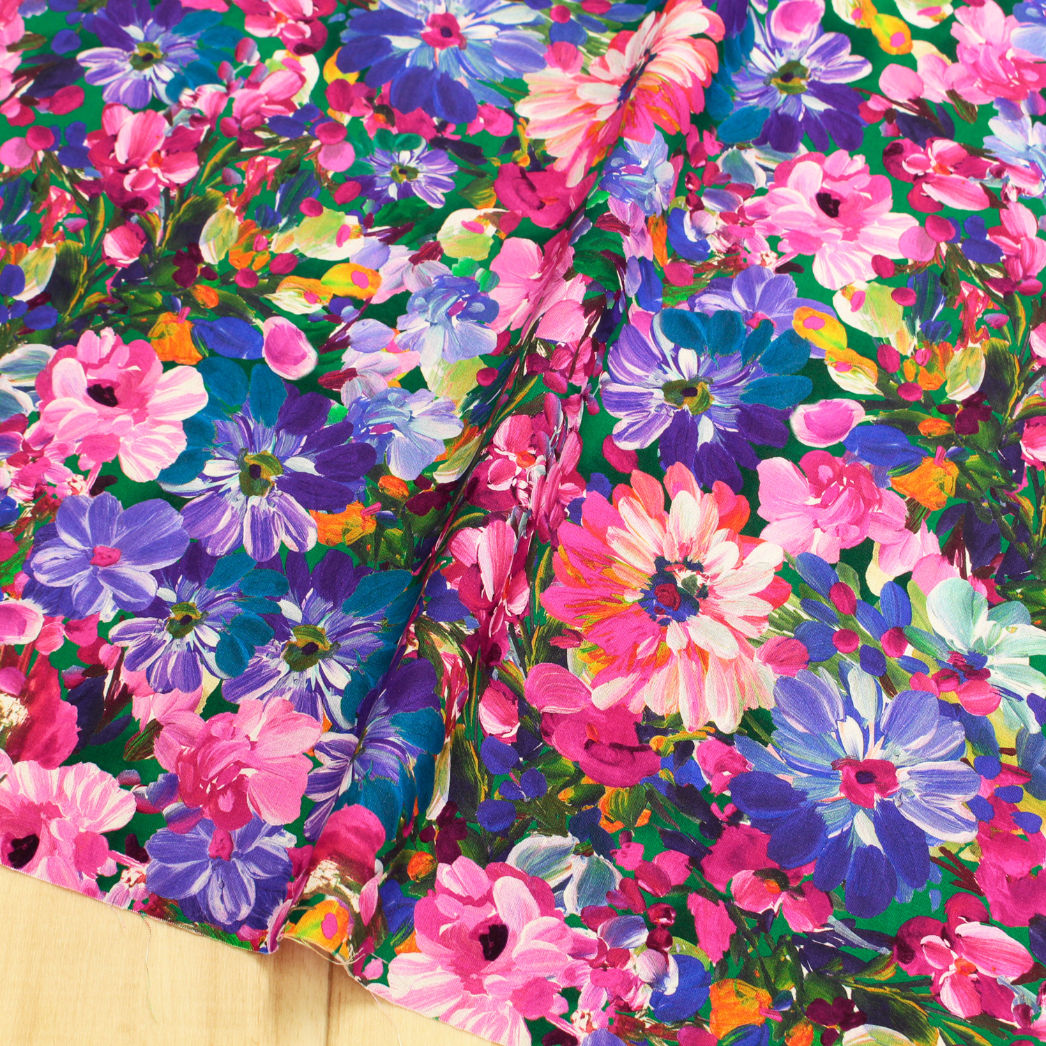 【0501新柄】ROB22272-238　絵具風ピンク紫花　ROBERTKAUFMAN ロバートカフマン USAプリント 1m単位 (m)