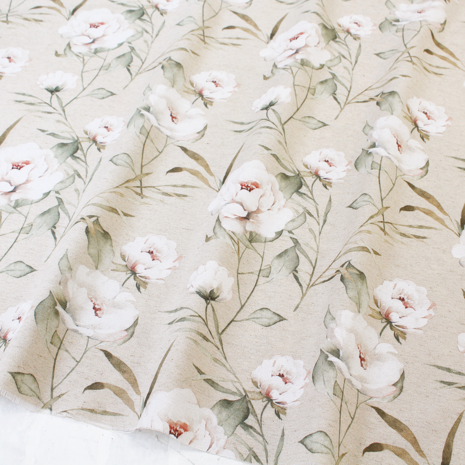 NEO-KIRSTEN　European Stoff White flower 1m/unit (m)