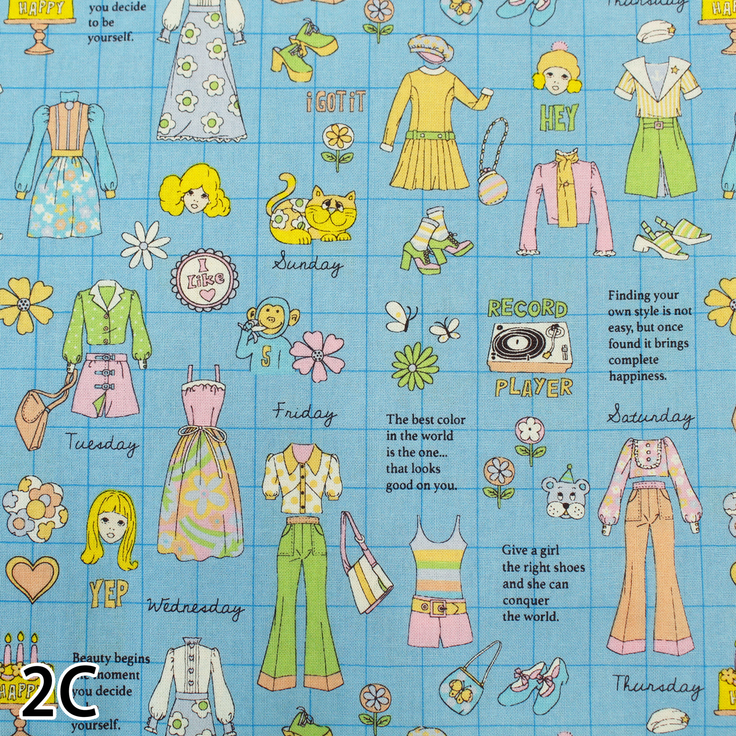 【WEB限定・原反特価】■CHU053-2C 70’s ファッションカタログ シーチング  巾約108cm 原反 (巻)