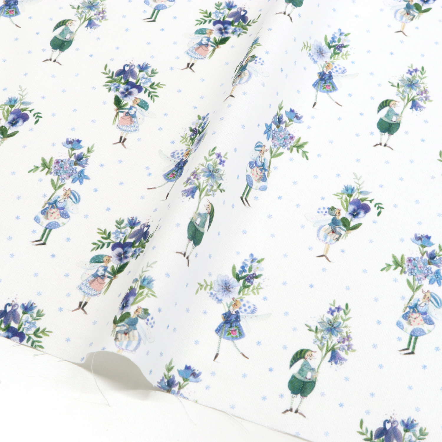 ACU3523-928-50CM Fairy with flowers Blue acufactum print fabric Approx. 150cm Width, 50cm/unit (sheets)