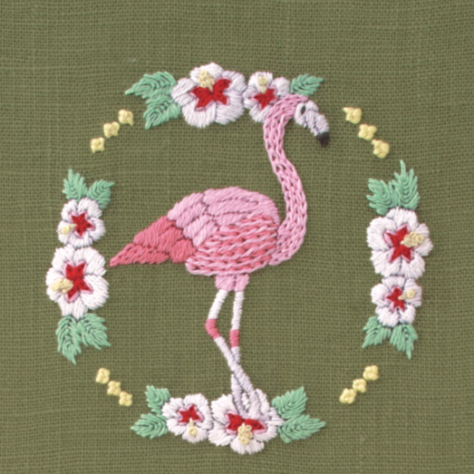 DMC-JPT118 DMC Chicchi 「動物と季節の植物が彩る12か月」刺繍キット ハイビスカスとフラミンゴさん (個)
