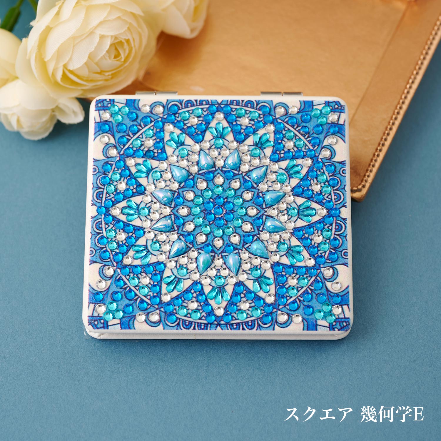 【キャンペーン対象】T10-4922 ダイヤモンドフィックス コンパクトミラー スクエア 幾何学 E (箱)