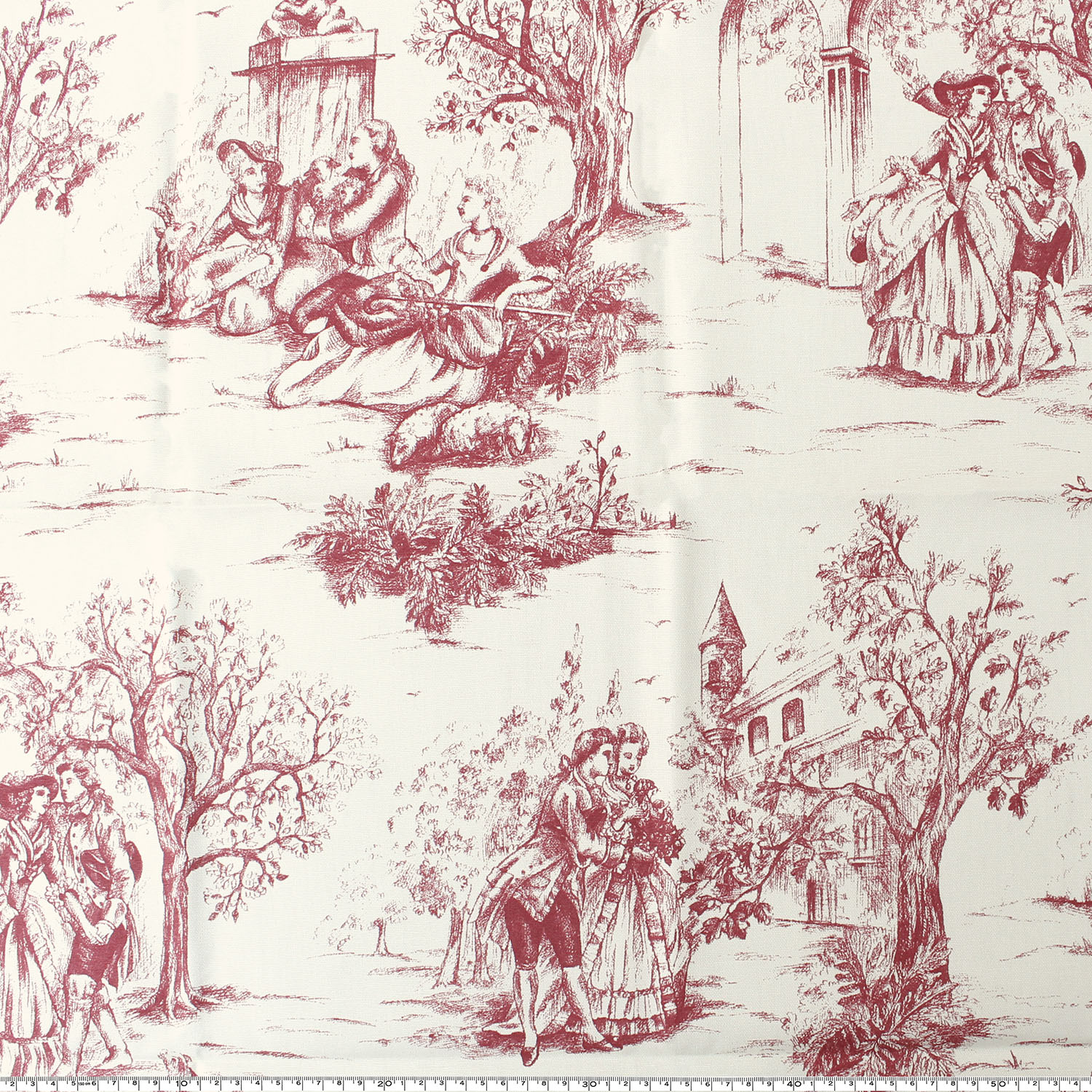 FP2838532 STOF スケッチ風 トワルドジュイ レッド オックス生地 巾約  