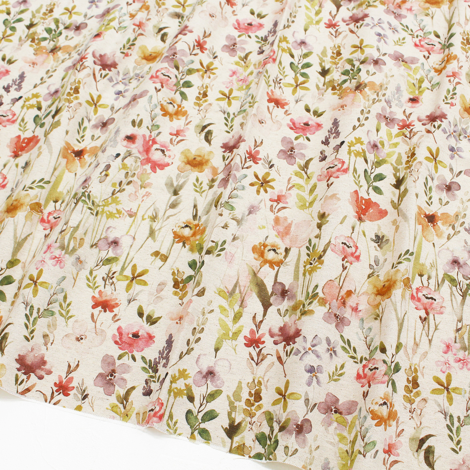 NEO-LILITH European Stoff From Spain 綿麻オックス 花柄プリント 巾約140cm 1m単位 (m)