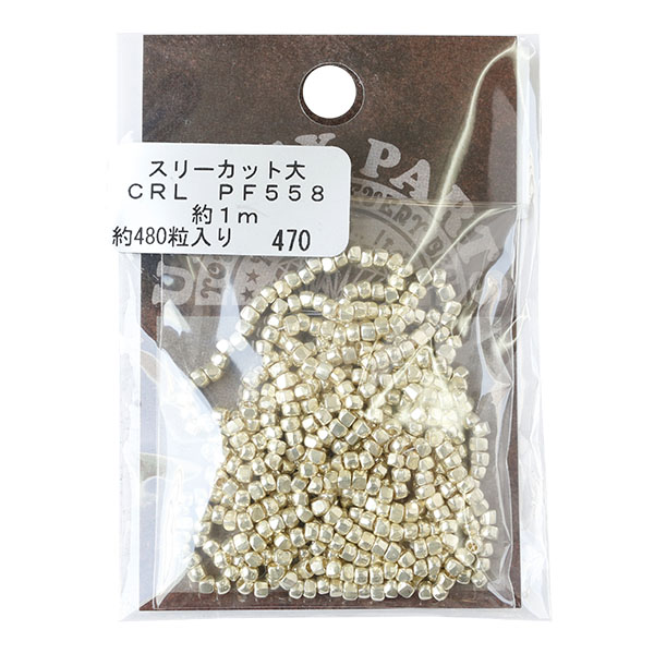 【キャンペーン対象】3CML-PF558 PFビーズ スリーカット大 外径約3mm 約1m 480粒入 シャンパンゴールド (枚)