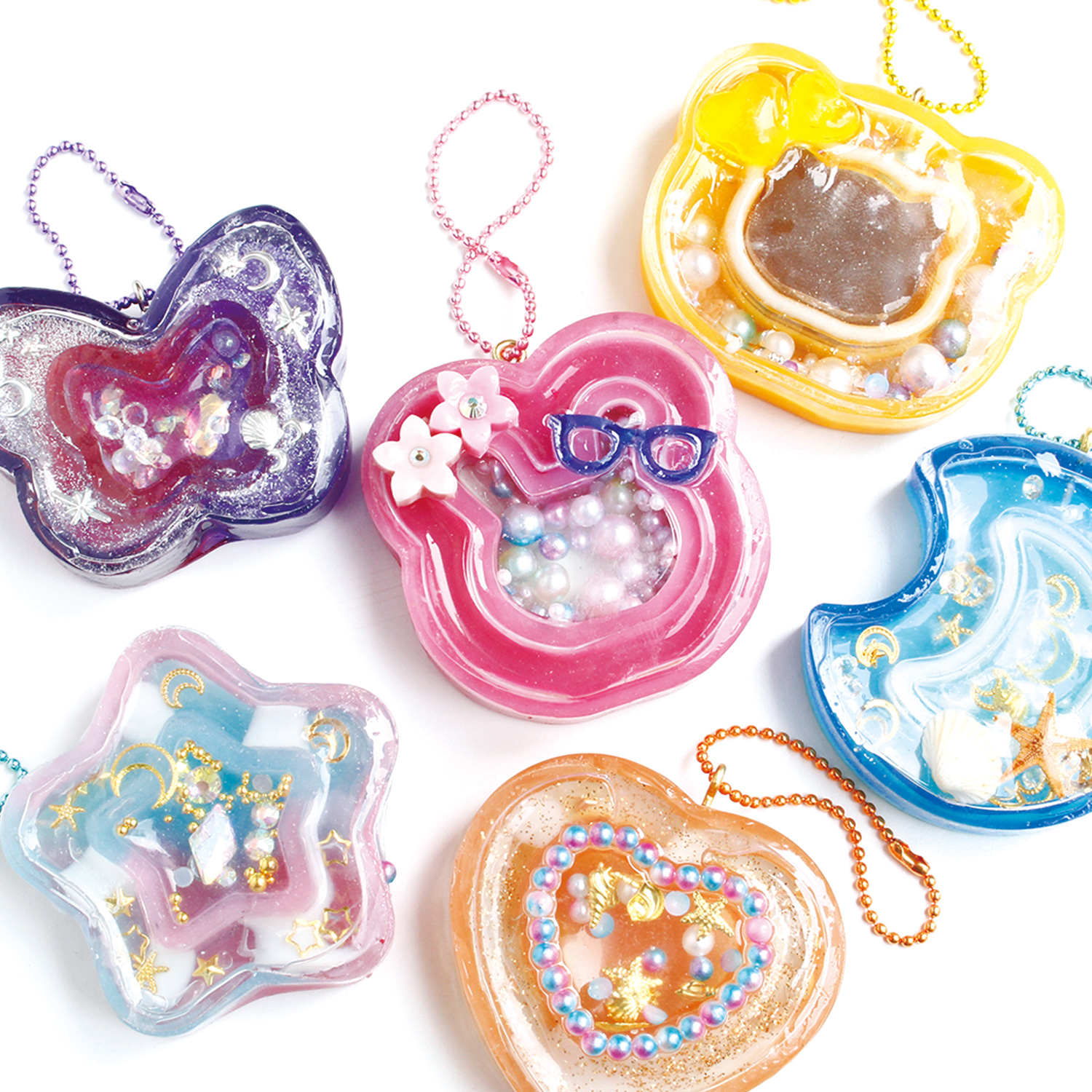 【送料0円】 ハートレジンヘアゴム ひきしめ 海アート ヘアゴム