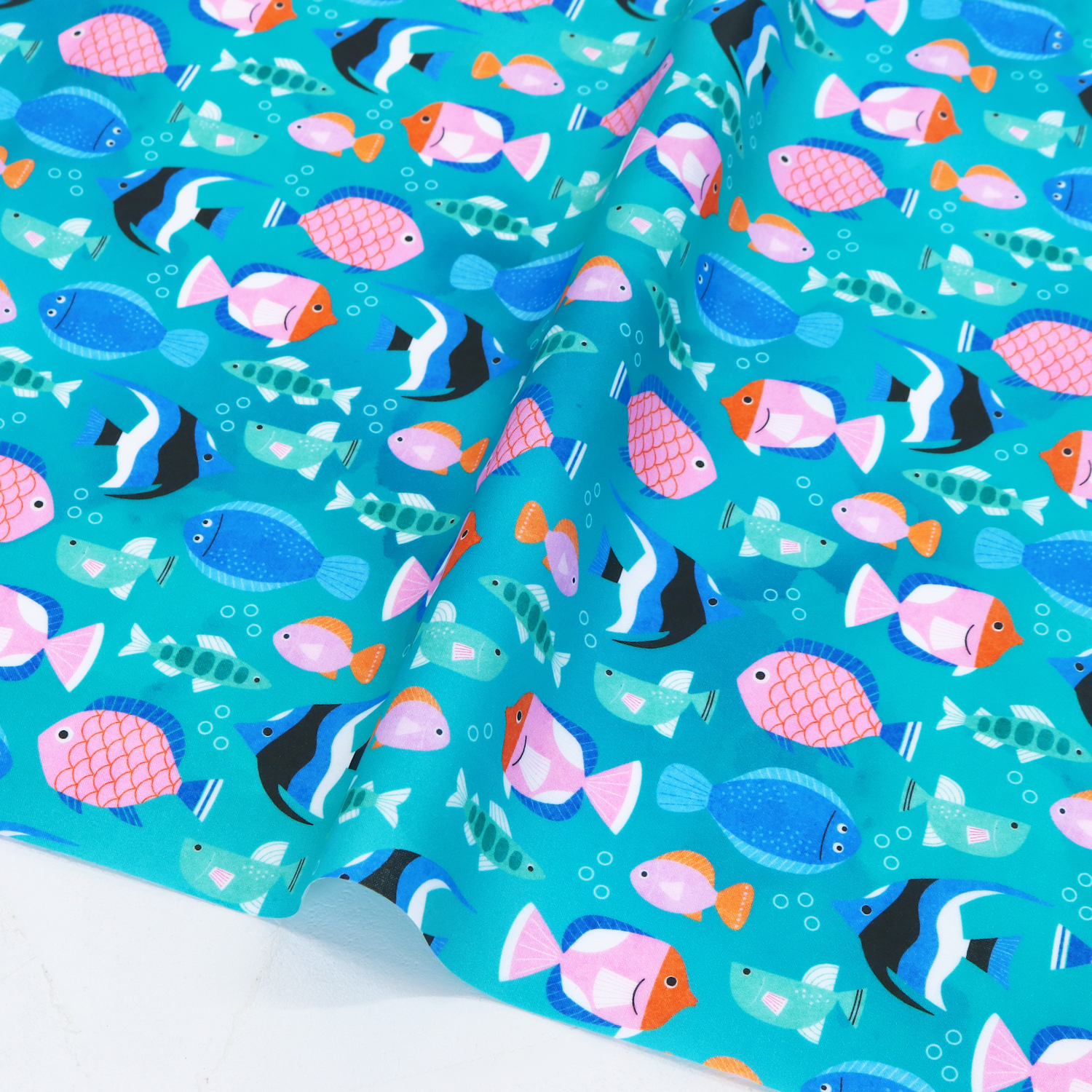 LAMI-23362-213 Emerald green fish pattern laminate ROBERT KAUFMAN USA cotton laminated fabric 50cm units (sheets)