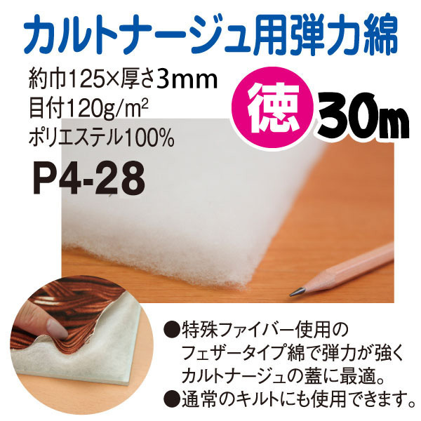 【+別途送料対象商品】P4-28 カルトナージュ用弾力綿 125cm×30m (巻)