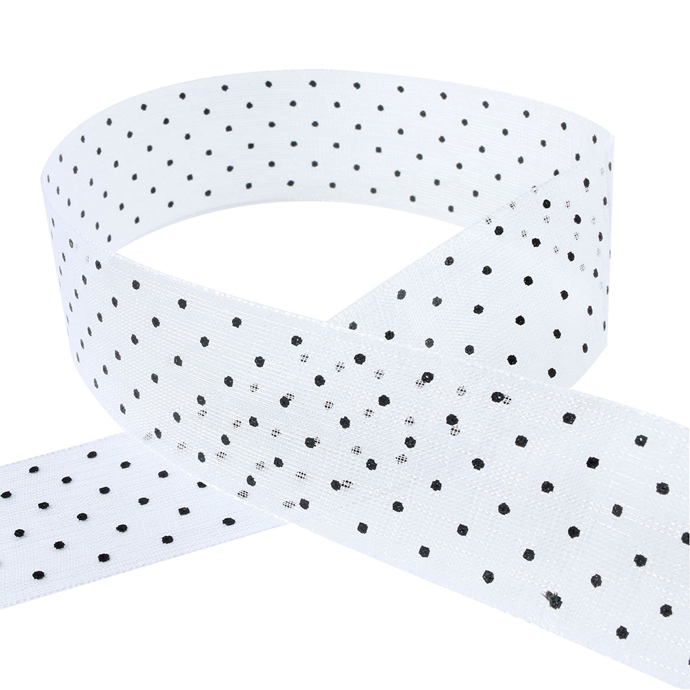 KR1182-25 Dotted Organdy Ribbon 25mm width x 15m roll (roll KR1182-25 Dotted Organdy Ribbon 25mm width x 15m roll (roll