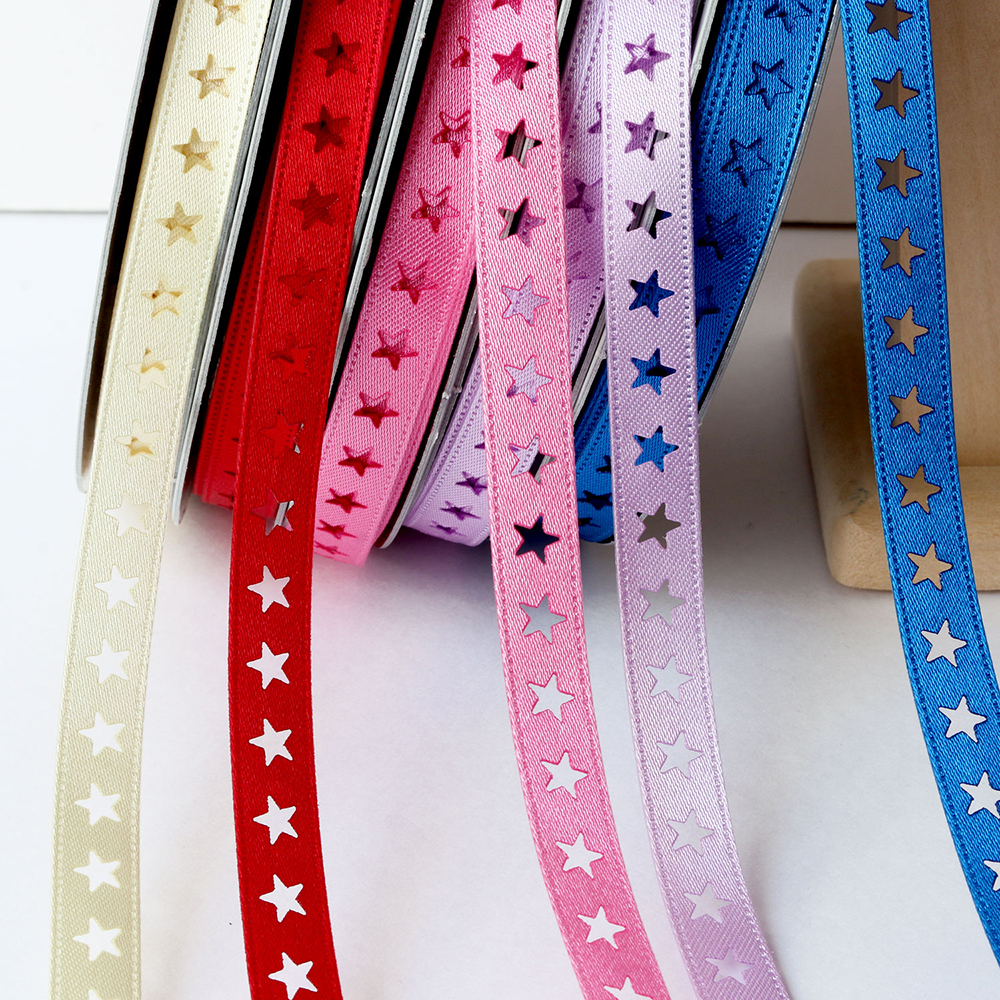 KR3575-9 Cut Ribbon Stars 9mm width x 15m roll (roll)