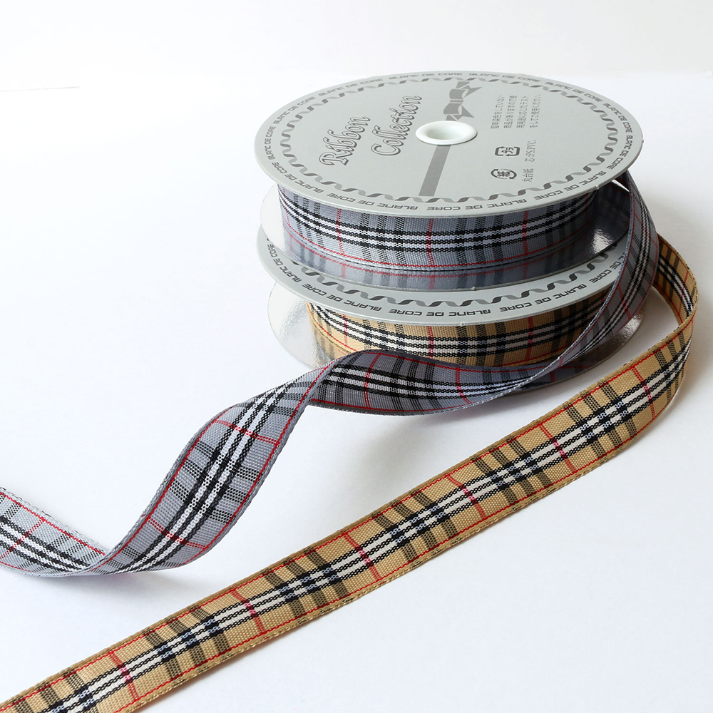 KR3651-15 Checked Ribbon 15mm width x 15m roll (roll)