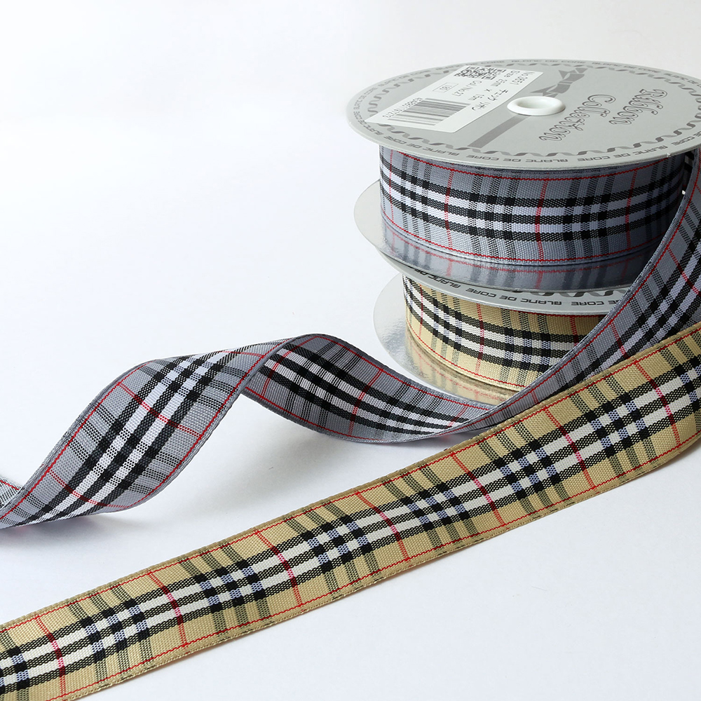 KR3651-25 Checked Ribbon 25mm width x 15m roll (roll)