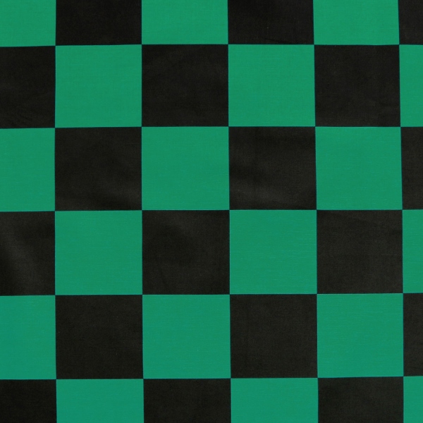 【SALE】IBK99078-1A 市松模様 ブロード プリント生地 格子柄 緑×黒 巾約110cm (枚)