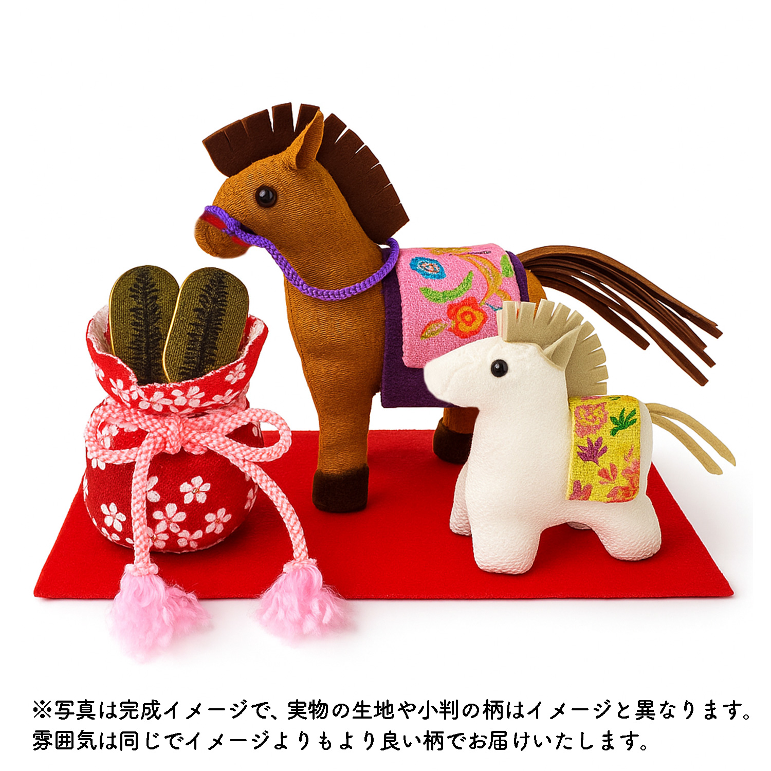 TOG3555 Horse Chirimen Zodiac Kit Happy Parent and Child Horse (Pouch)