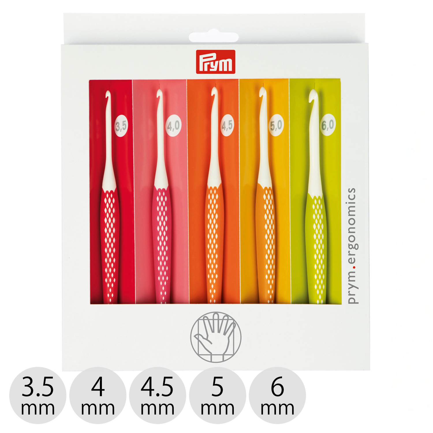 PRM218440 Prym プリム エルゴノミック かぎ針セット 3.5/4.0/4.5/5.0/6.0mm 5本セット/各1本入 (箱)