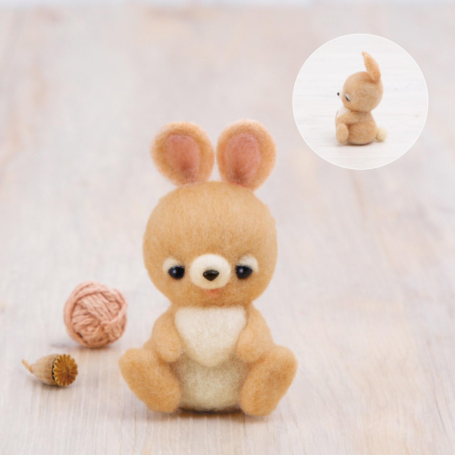 H441-599 HAMANAKA Felting Kit かわいい森のどうぶつたち　うたたねうさぎ (pcs)