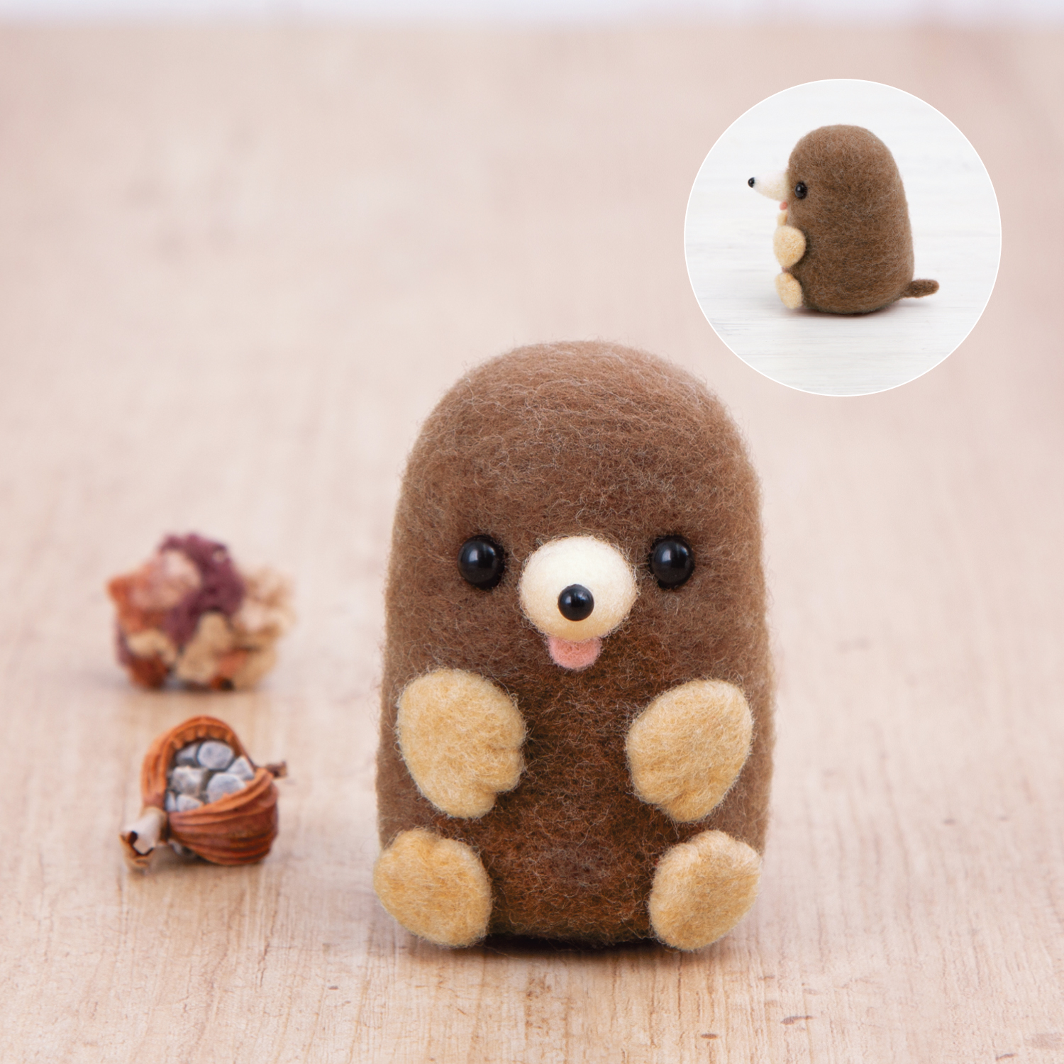 H441-601 HAMANAKA Felting Kit かわいい森のどうぶつたち　ひょっこりもぐら (pcs)