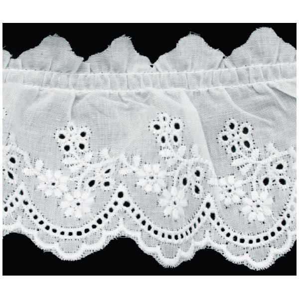 CF5093 綿フリルレース 白 10m巻 (巻)